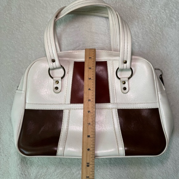 Vintage 1960s-1970s MCM Retro Brown and White Colorblock Shoulder Bag Purse - Picture 5 of 5